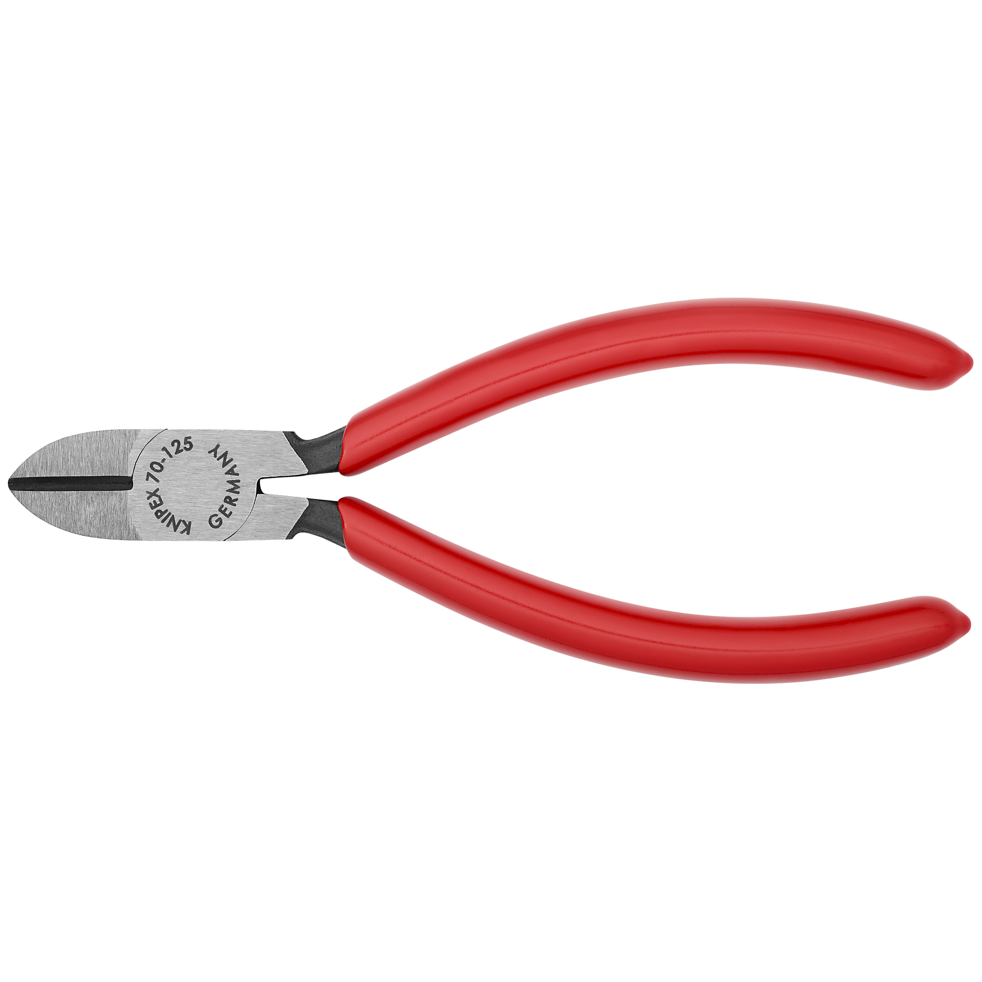 KNIPEX, Diagonal Cutters, Plastic Coating, 5in., Pieces (qty.) 1 Material Vanadium Steel, Jaw Capacity 0.125 in, Model# 70 01 125